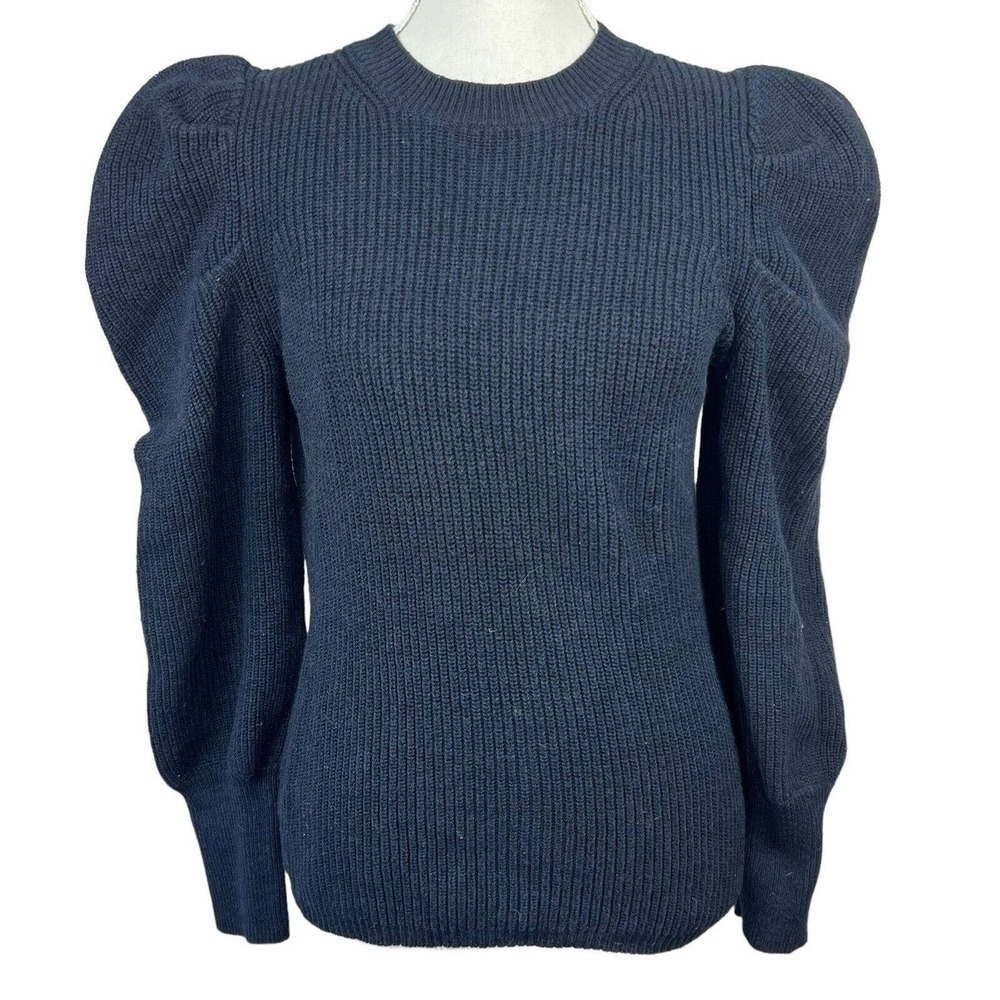 LK Bennett Navy Blue Puff Sleeve Knit Sweater Size S Jumper